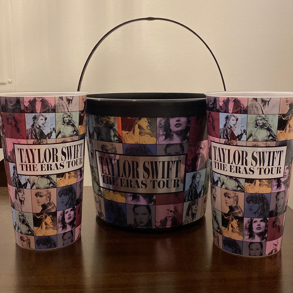 Taylor Swift - Eras Tour - Movie Popcorn bucket and two (2) cups